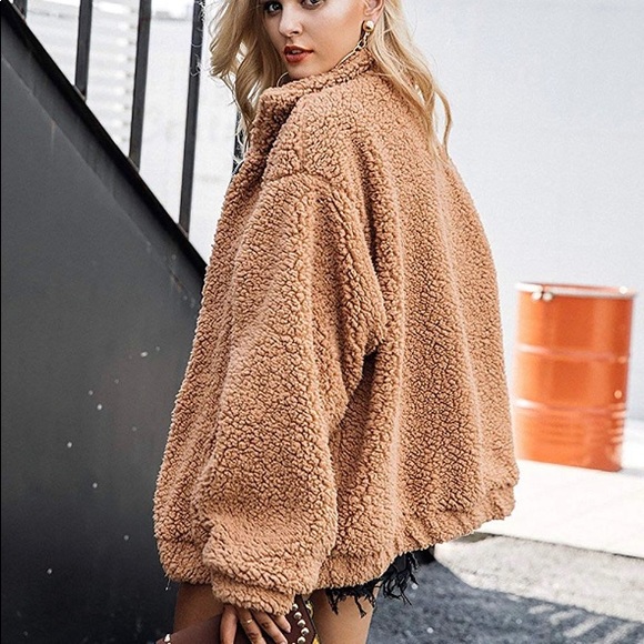 Women’s long sleeve shaggy oversized jacket - Picture 4 of 6